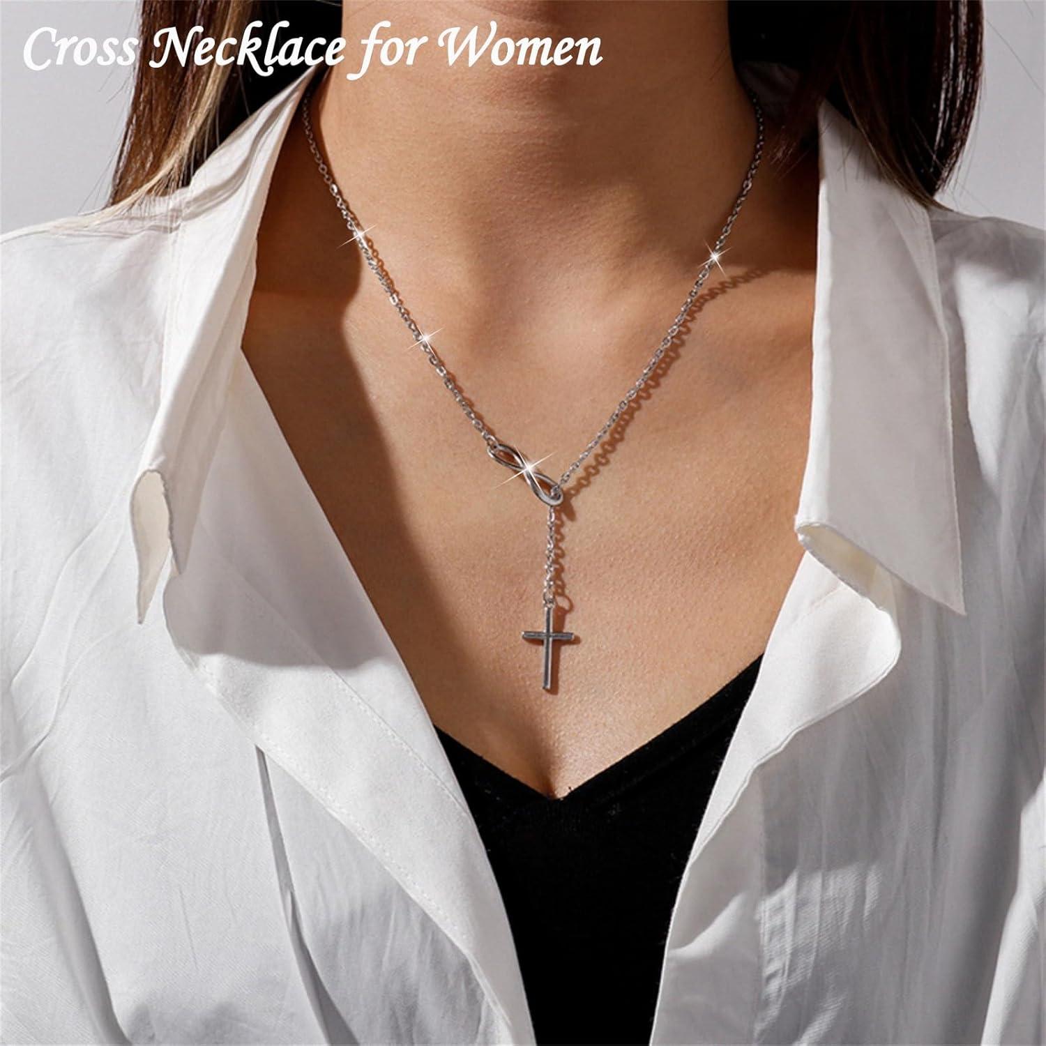 Collar Cruz Minimalista Oro 14K para Mujeres 40.64 cm