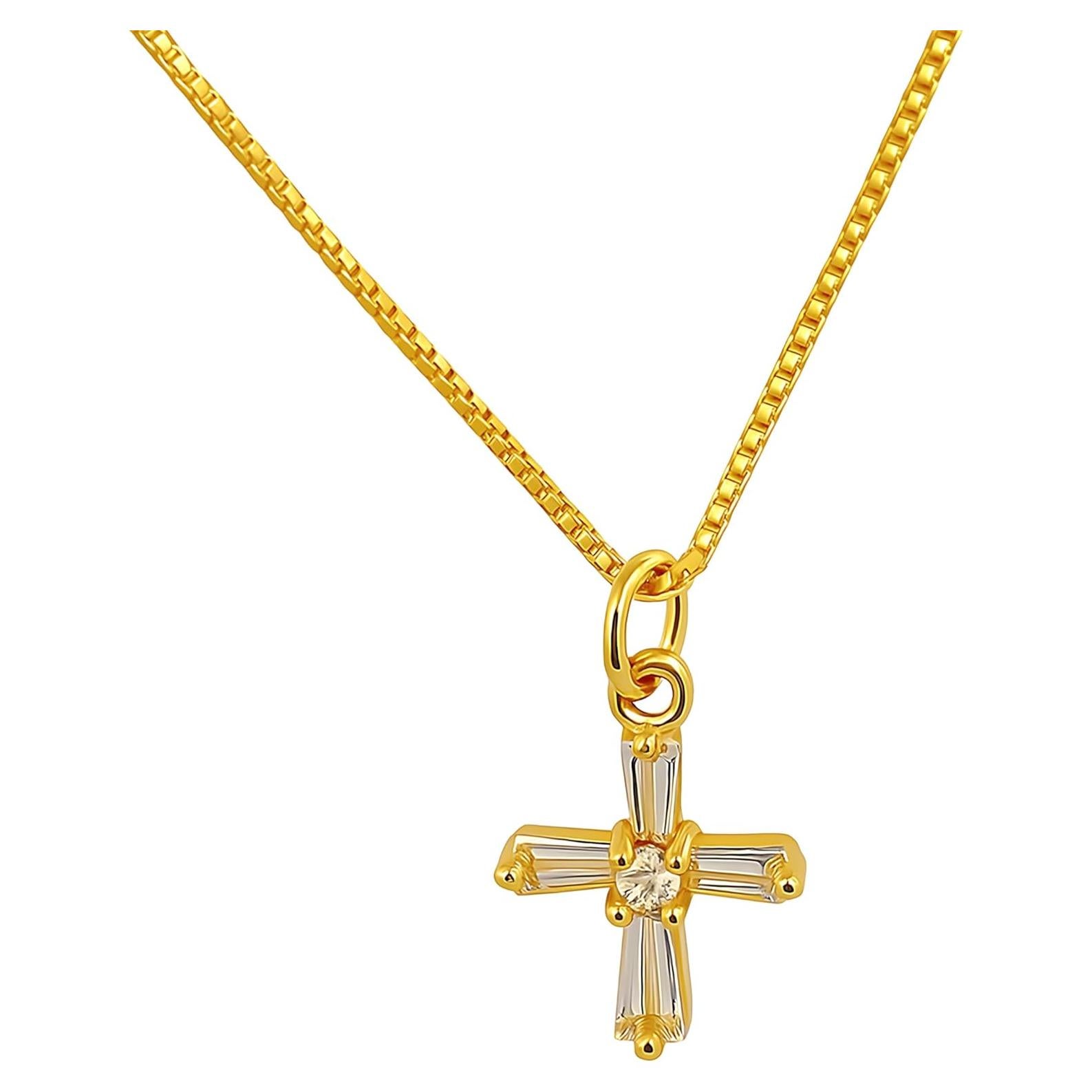 Collar de Cruz Chapado en Oro 18K para Mujeres - Joyería Minimalista