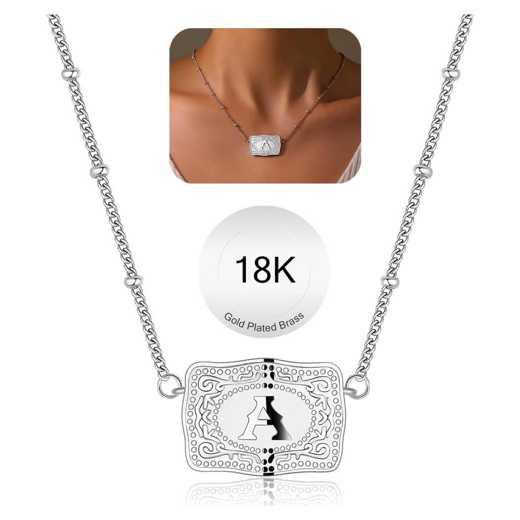 Collar Inicial de Oro de 18K ROJHOL para Mujeres - Ajustable