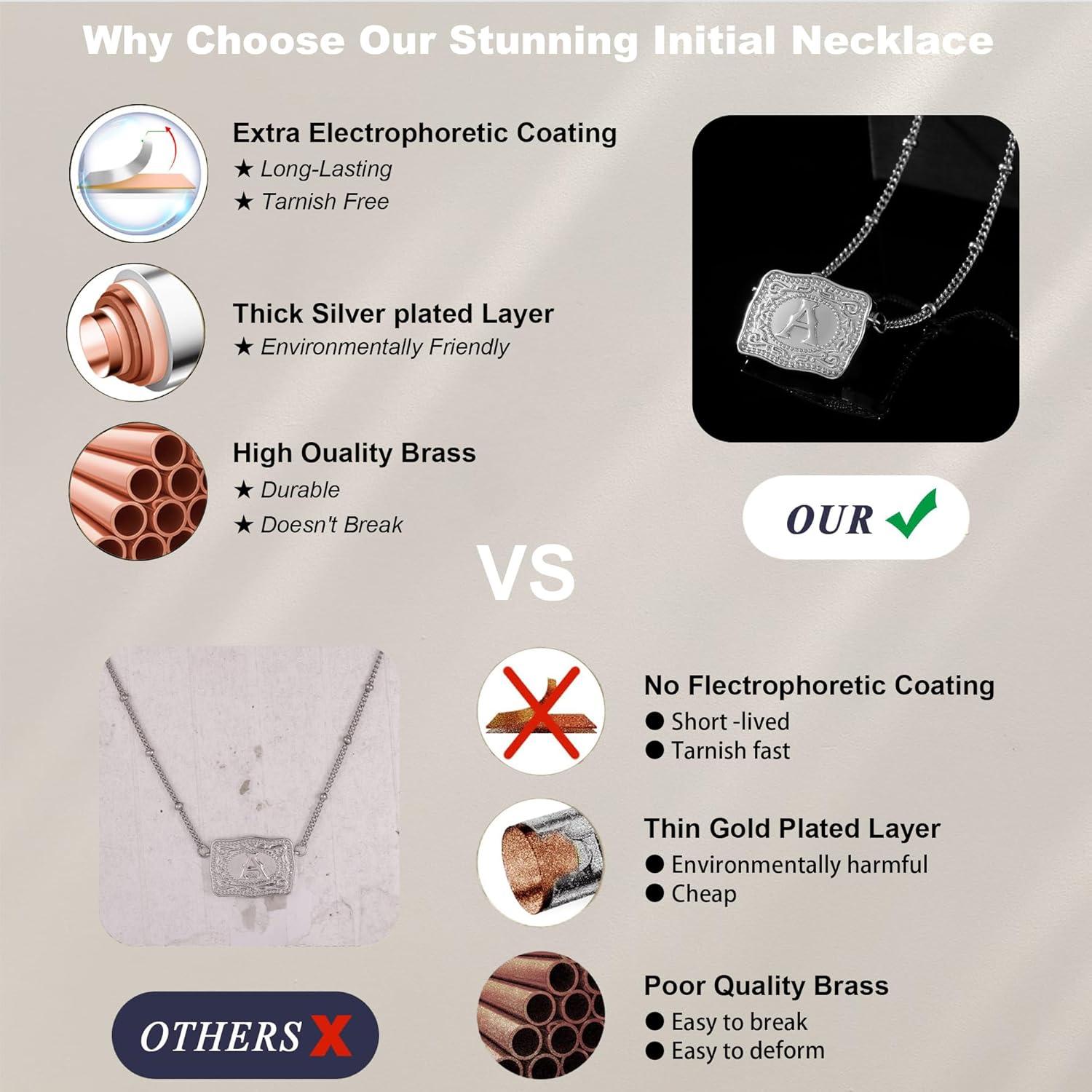 Collar Inicial de Oro de 18K ROJHOL para Mujeres - Ajustable