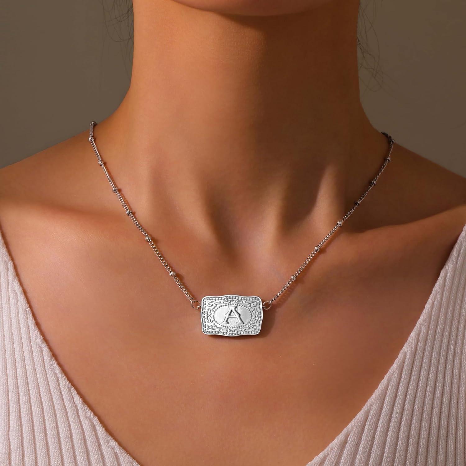 Collar Inicial de Oro de 18K ROJHOL para Mujeres - Ajustable