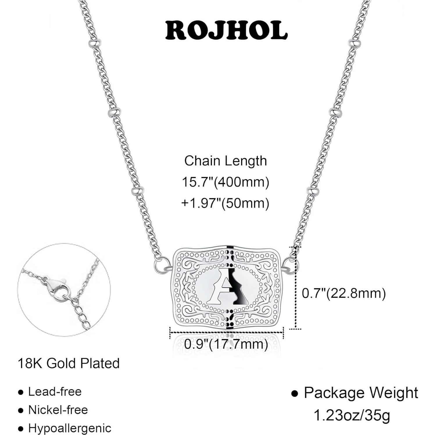 Collar Inicial de Oro de 18K ROJHOL para Mujeres - Ajustable