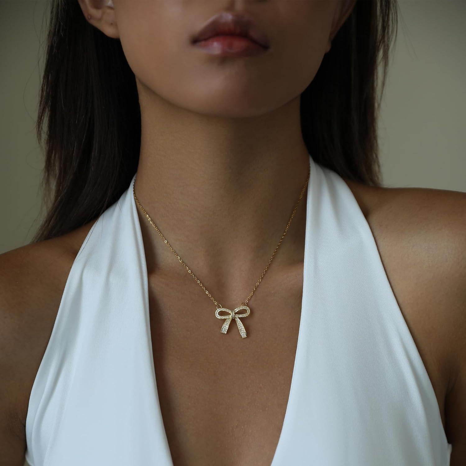 Collar Dainty Baño en Oro 18k para Mujeres Lazo 40cm