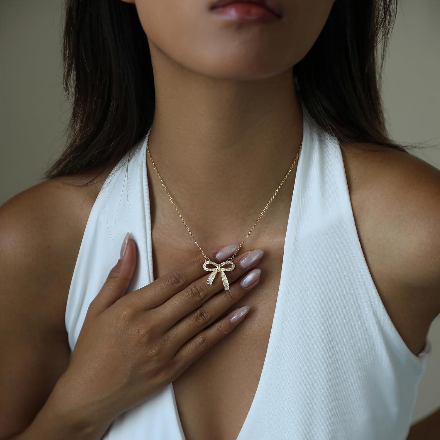 Collar Dainty Baño en Oro 18k para Mujeres Lazo 40cm