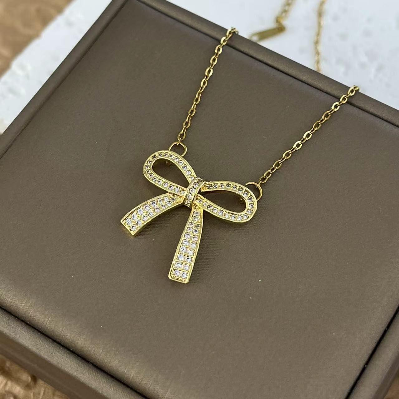 Collar Dainty Baño en Oro 18k para Mujeres Lazo 40cm