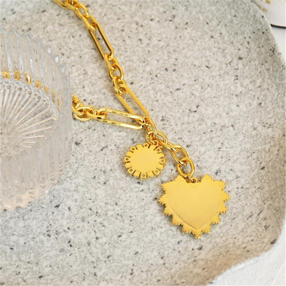 Collar Colgante Corazón Solar Baño de Oro 18K Elefezar 45.72 cm