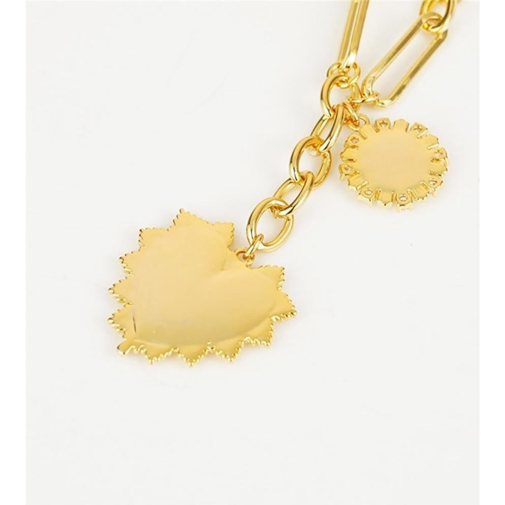 Collar Colgante Corazón Solar Baño de Oro 18K Elefezar 45.72 cm