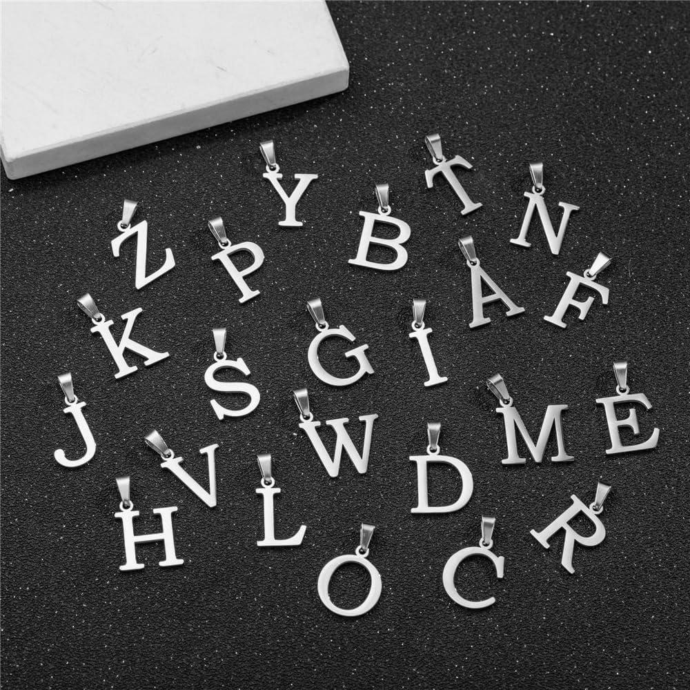 Collar Inicial de Acero Inoxidable Baño de Oro 14K 50cm