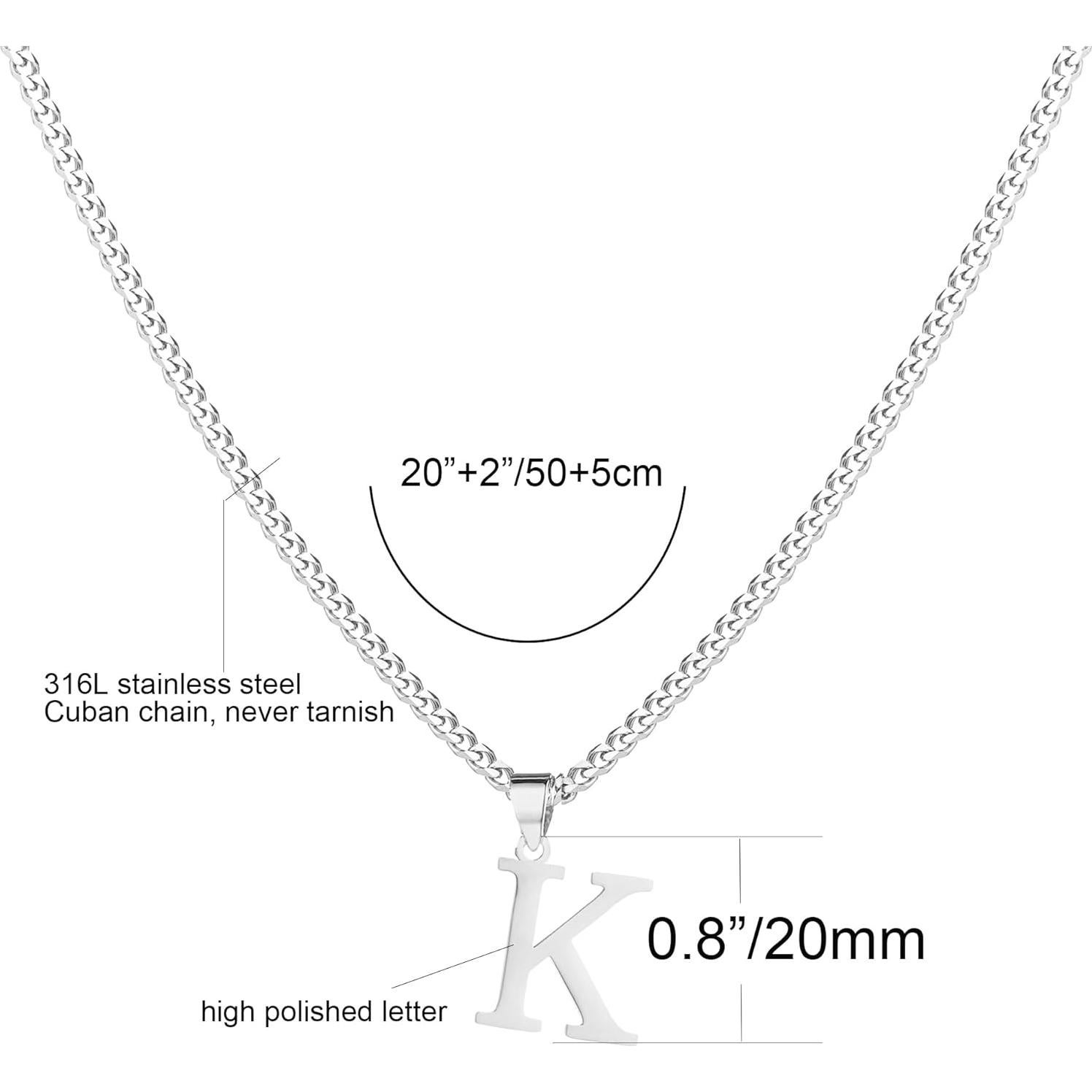 Collar Inicial de Acero Inoxidable Baño de Oro 14K 50cm