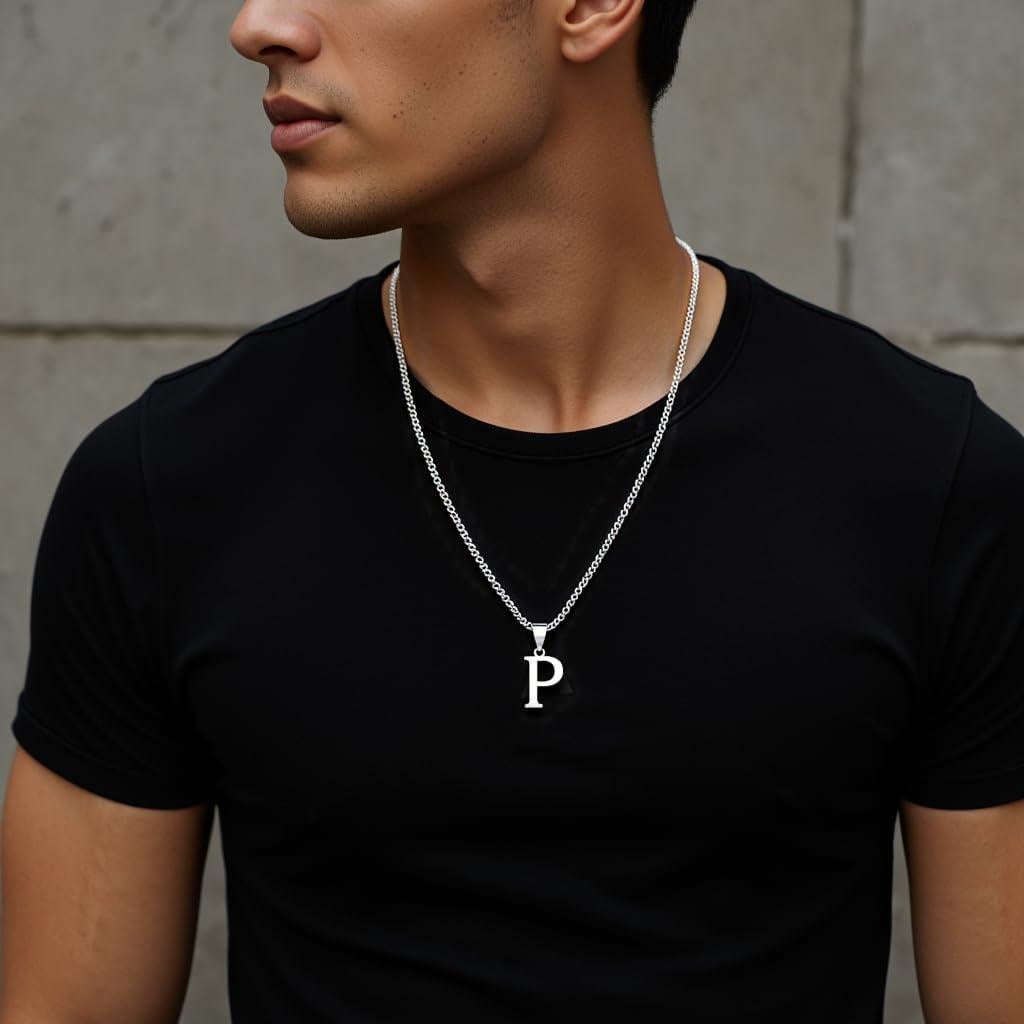 Collar Inicial de Acero Inoxidable Baño de Oro 14K 50cm