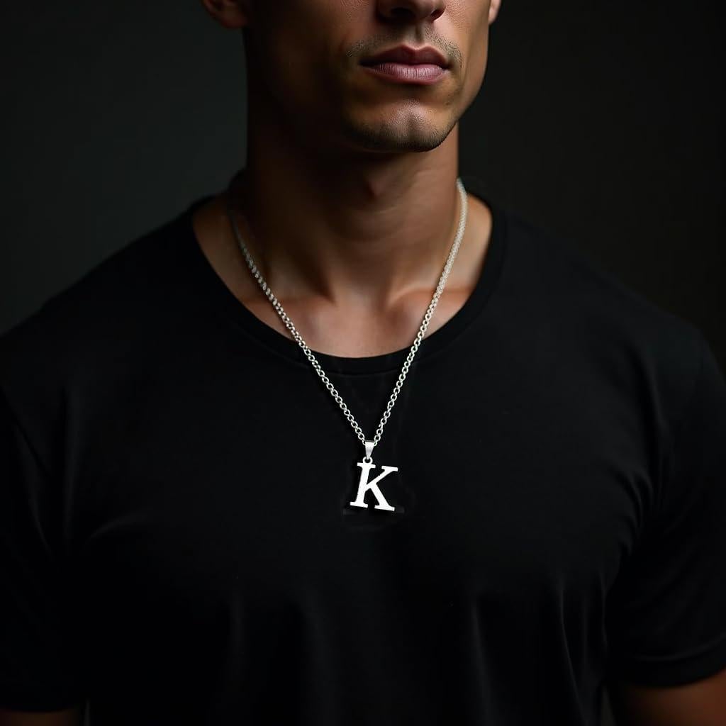 Collar Inicial de Acero Inoxidable Baño de Oro 14K 50cm