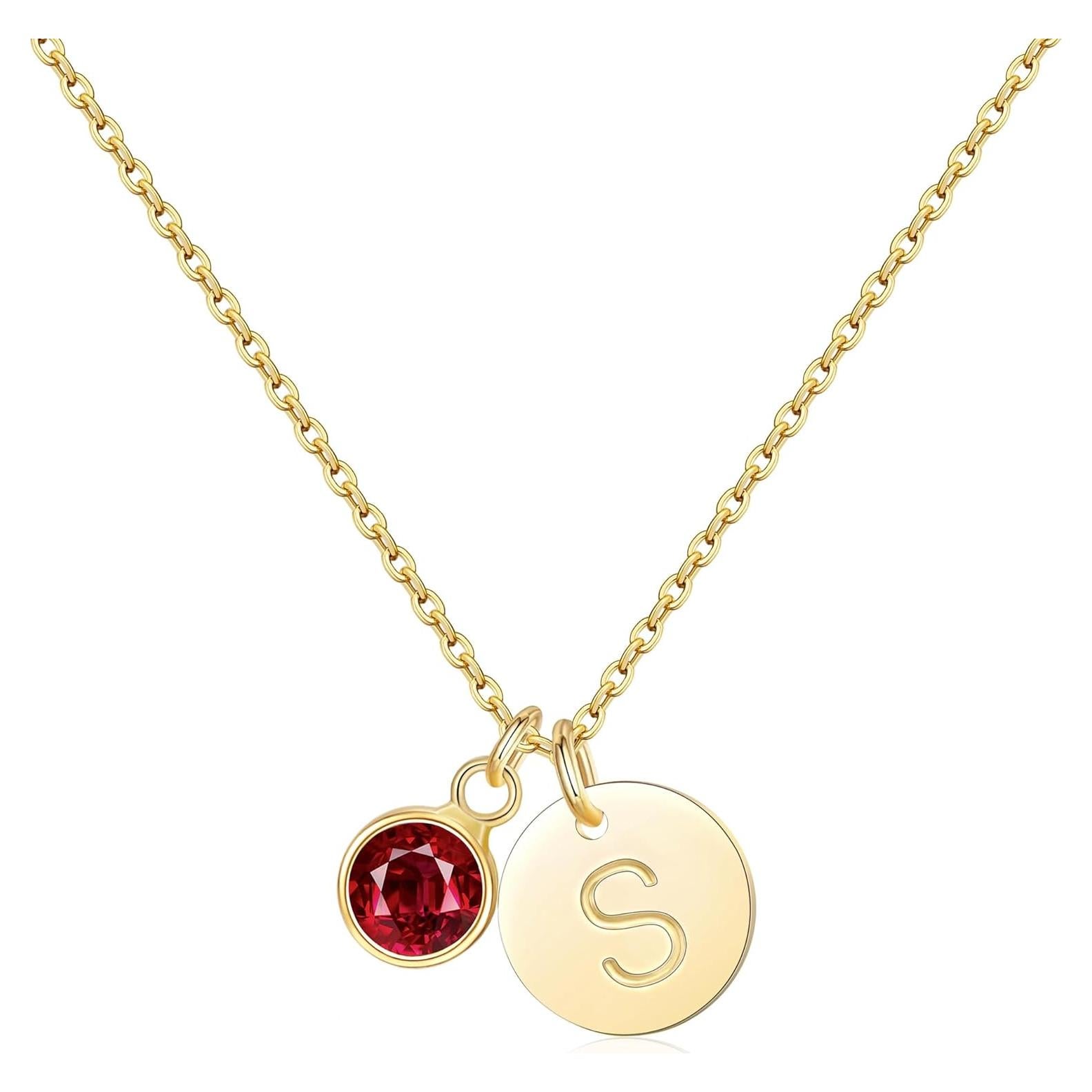 Collar de Piedra de Nacimiento Inicial RLMOON Oro 14K 40.64 cm
