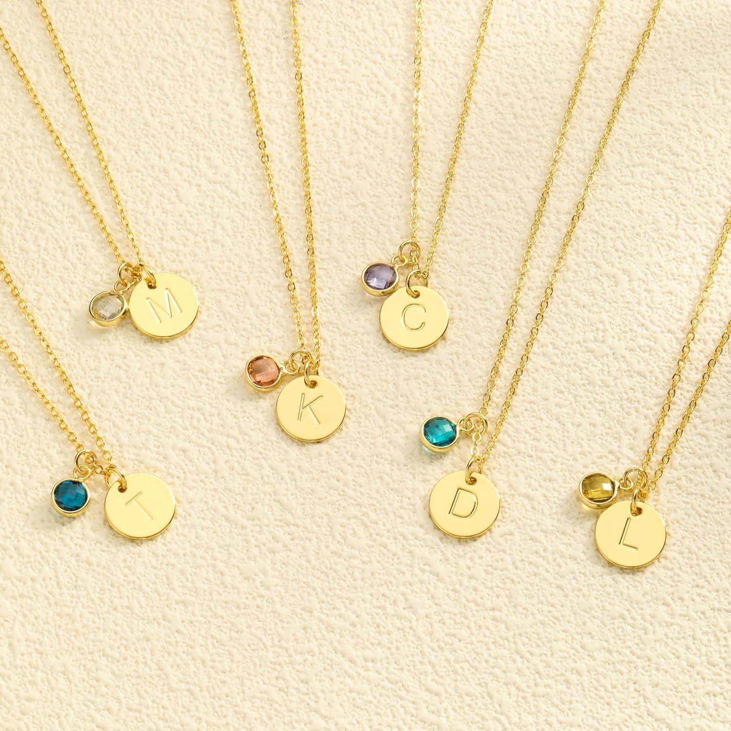 Collar de Piedra de Nacimiento Inicial RLMOON Oro 14K 40.64 cm