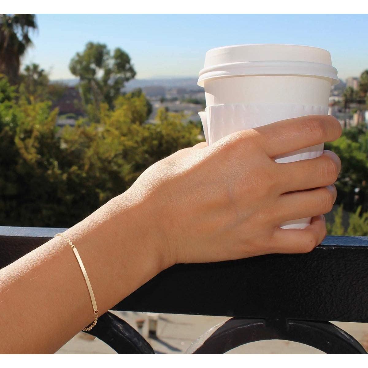 Pulsera de barra dorada 18K Pernnla Pearl para mujeres