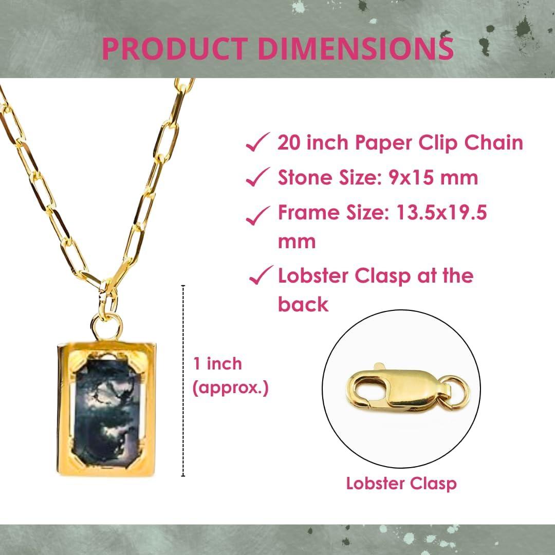 Collar de piedra preciosa Musgo Ágata GEMPIRES con baño de oro