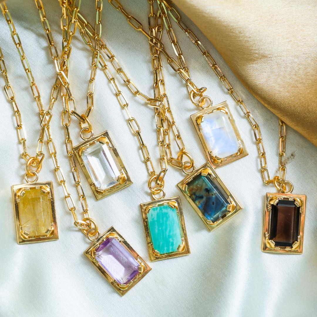 Collar de piedra preciosa Musgo Ágata GEMPIRES con baño de oro