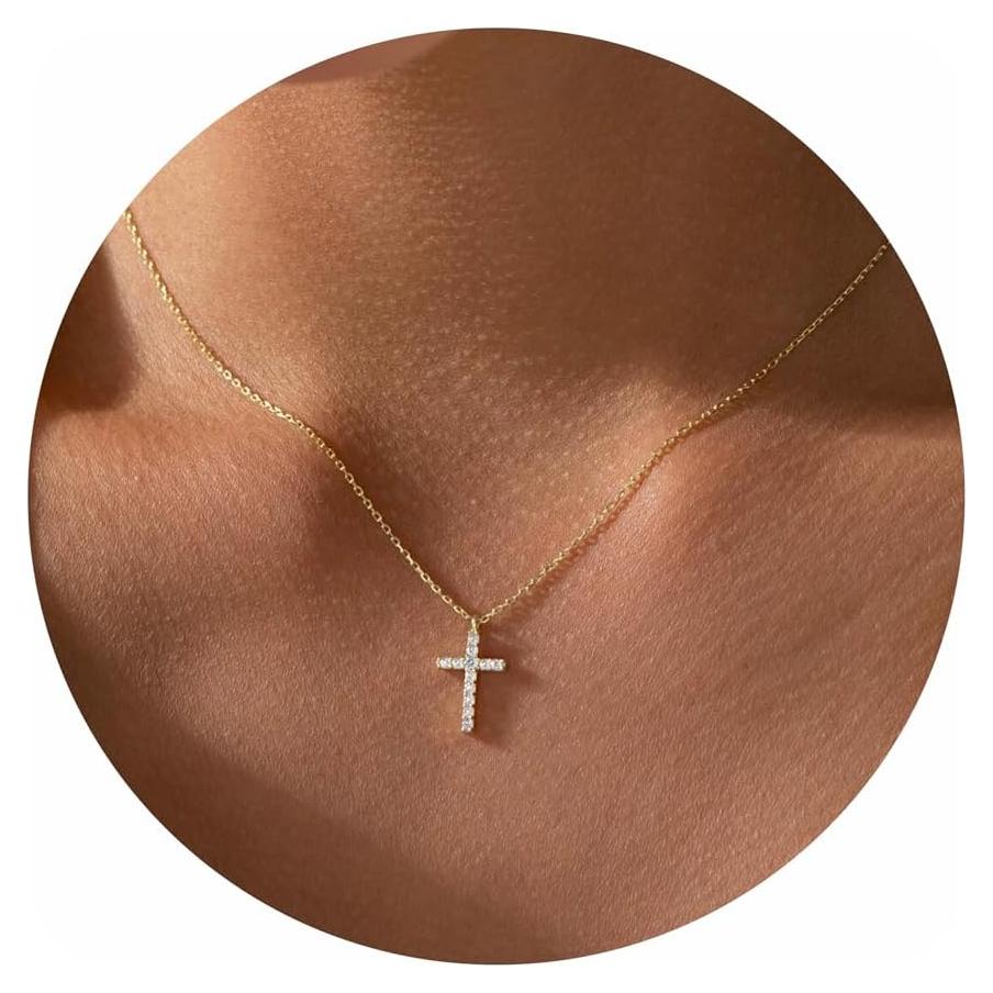 Collar Cruz Dorada Minimalista 16.5" Ajustable Joyería Religiosa