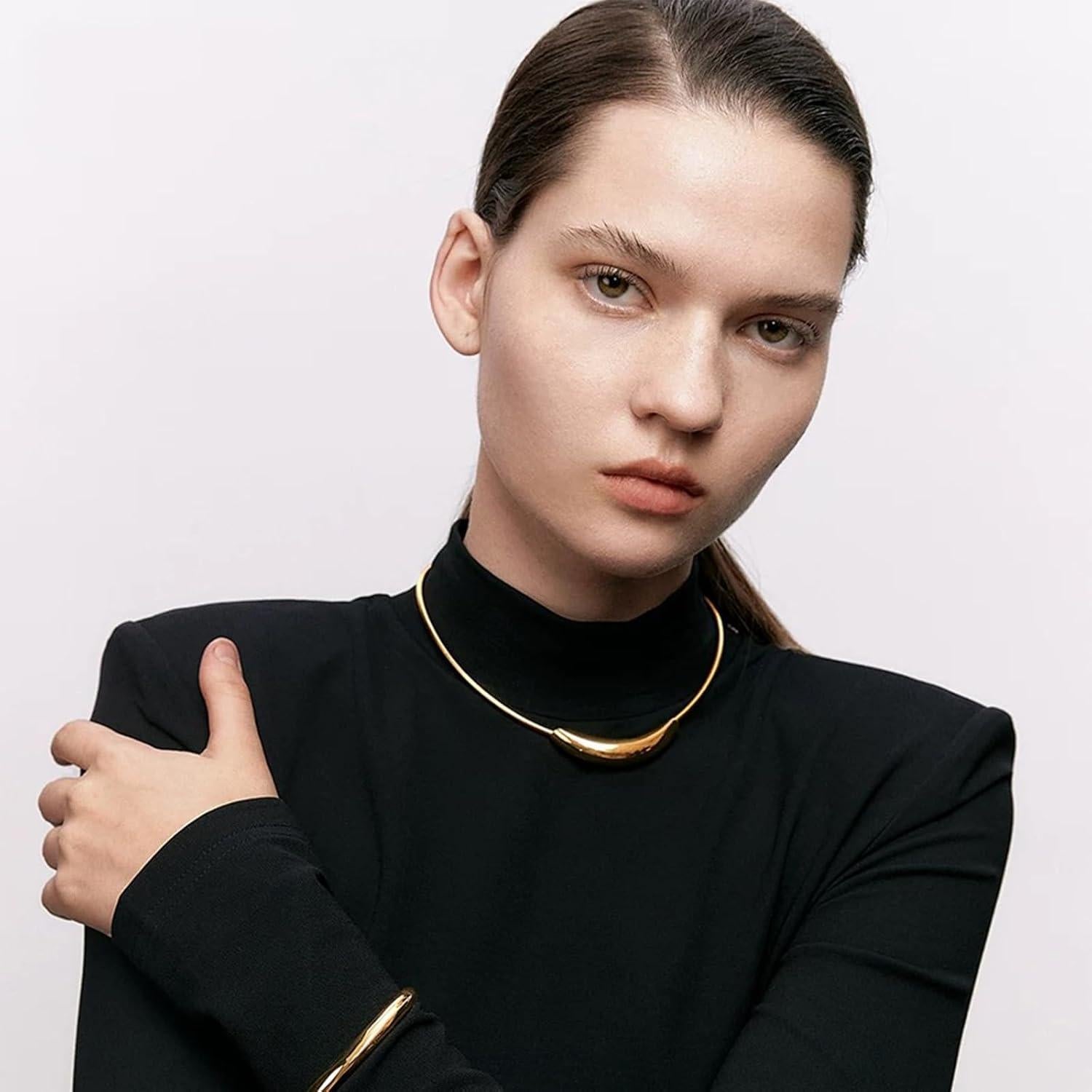 Collar Choker Dorado Chunky TONLUYAX 40 cm Joyería Minimalista