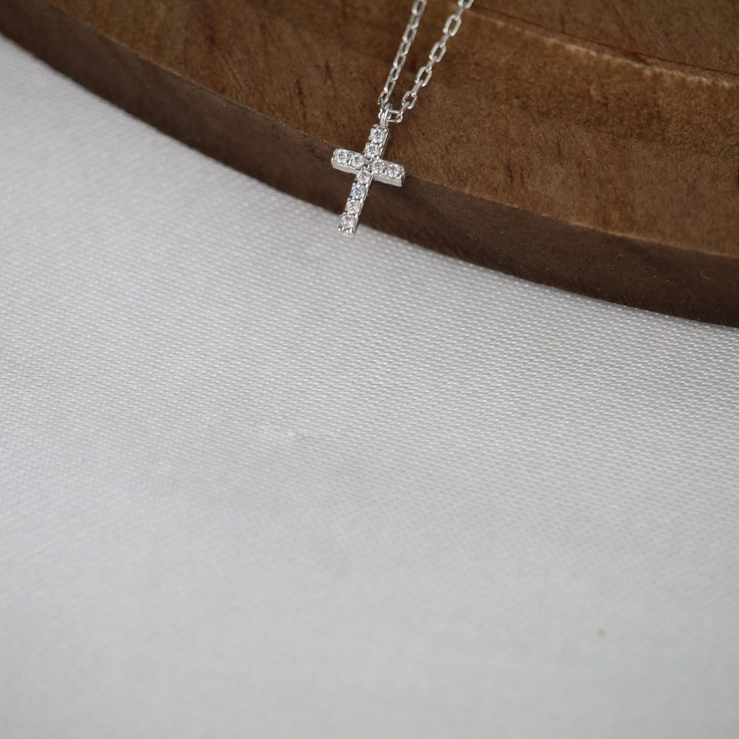 Collar de Cruz Plata Esterlina 925 para Mujeres 40-50 cm