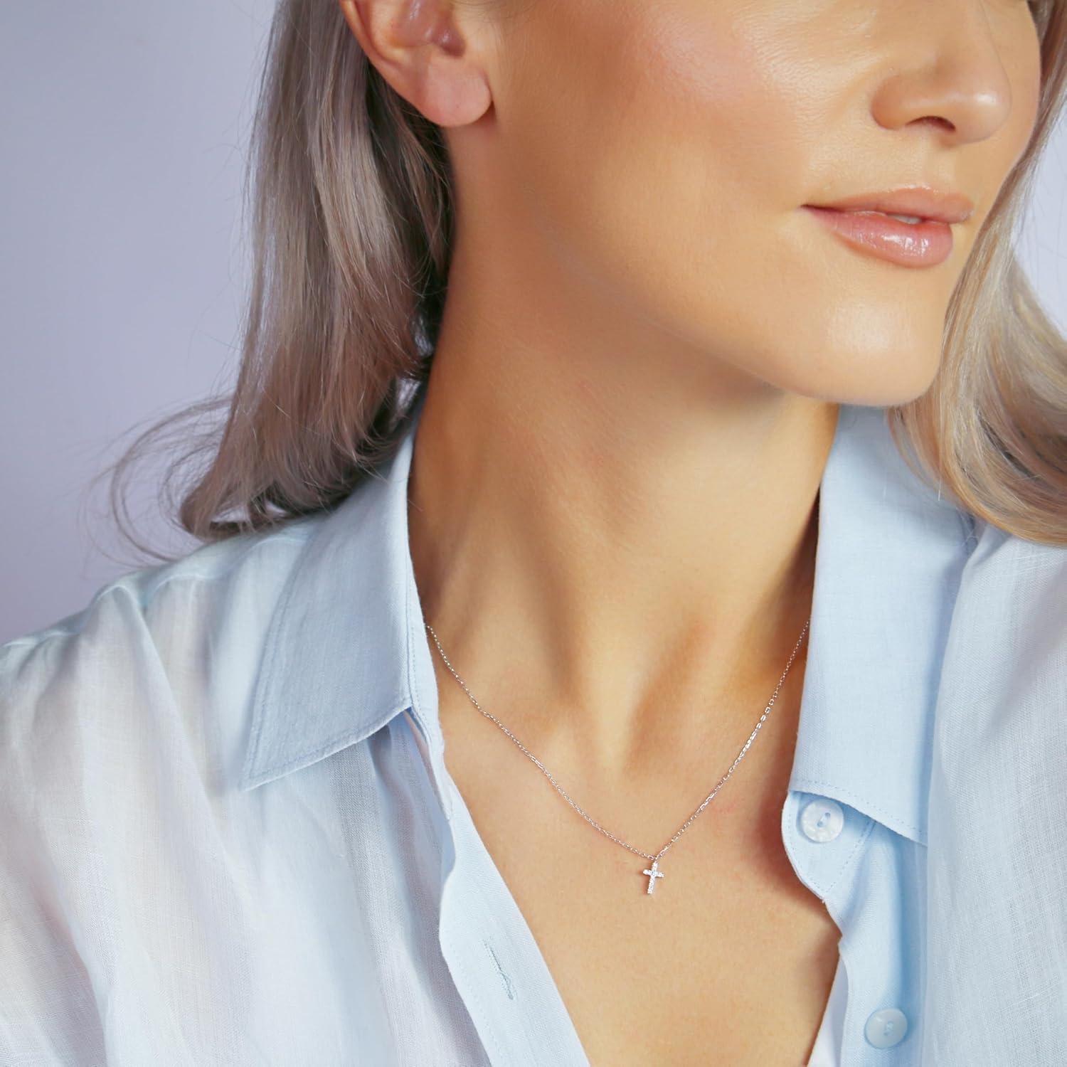 Collar de Cruz Plata Esterlina 925 para Mujeres 40-50 cm