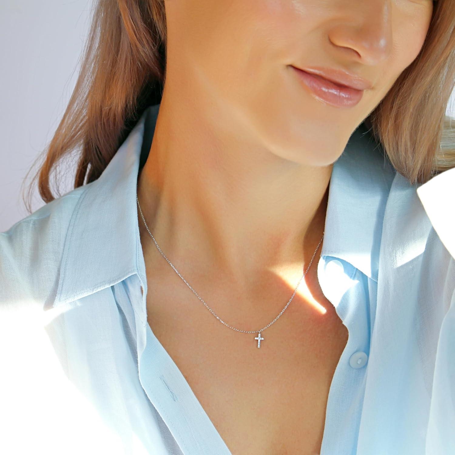 Collar de Cruz Plata Esterlina 925 para Mujeres 40-50 cm