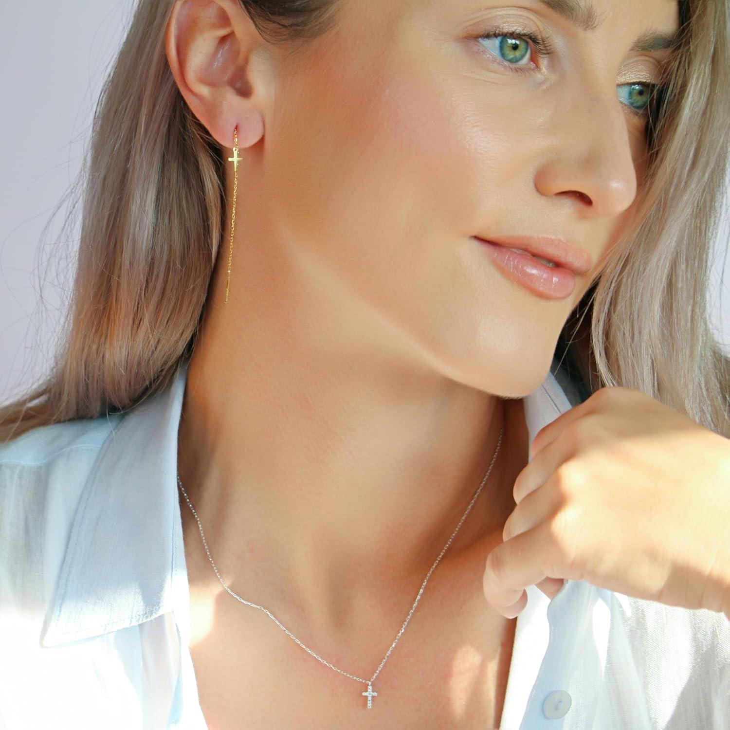 Collar de Cruz Plata Esterlina 925 para Mujeres 40-50 cm