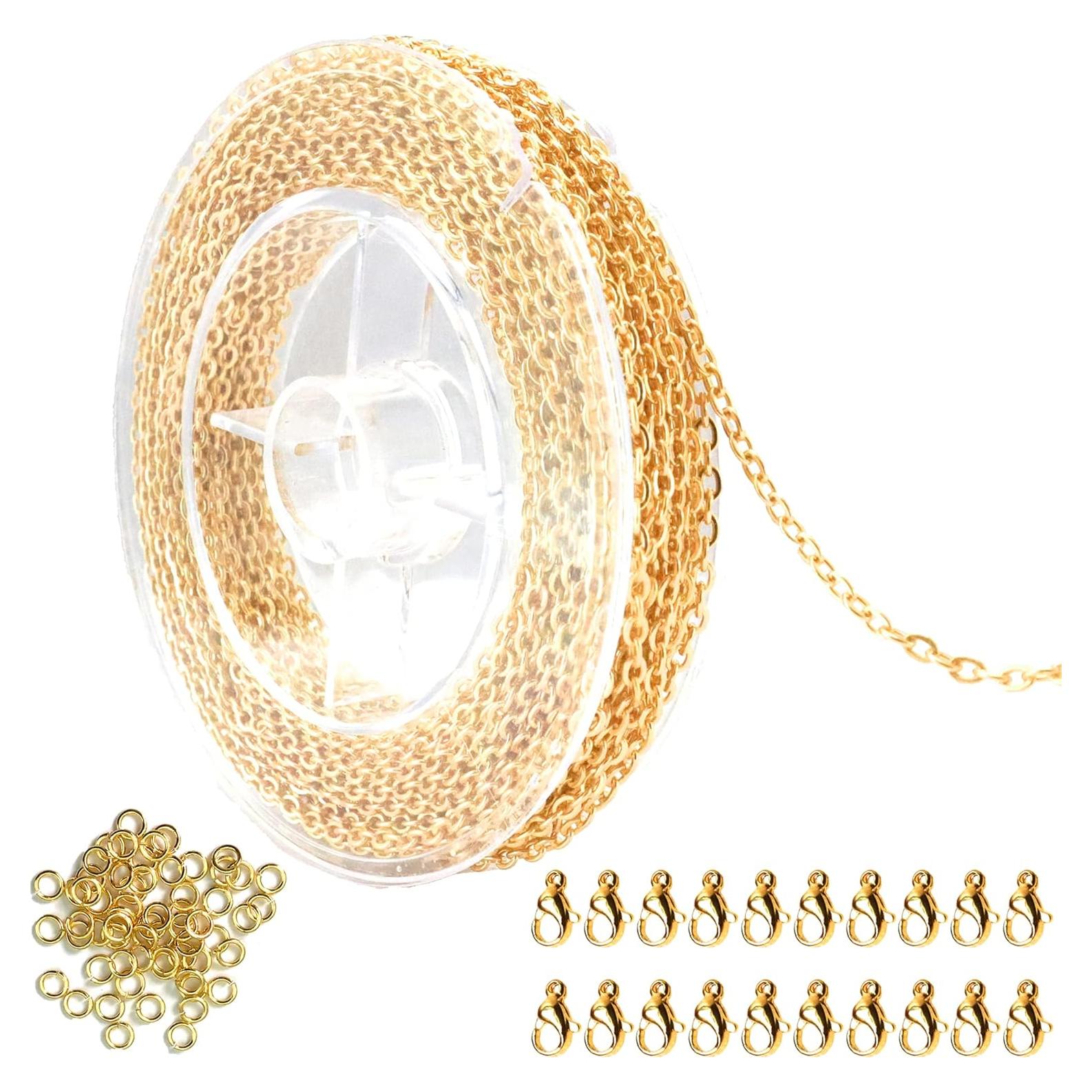 Cadena de Collar de Acero Inoxidable Baño Oro 18K 9.14m