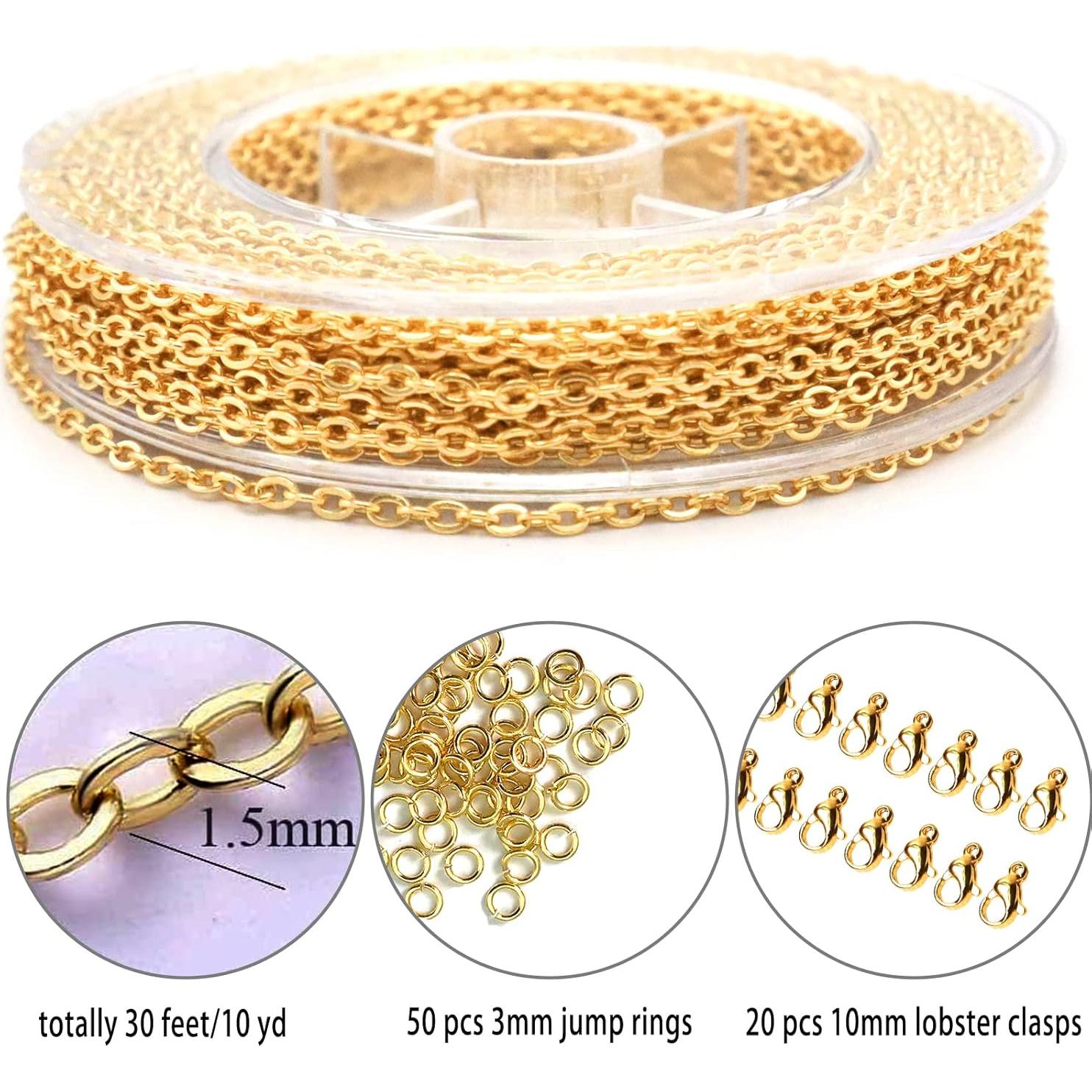 Cadena de Collar de Acero Inoxidable Baño Oro 18K 9.14m