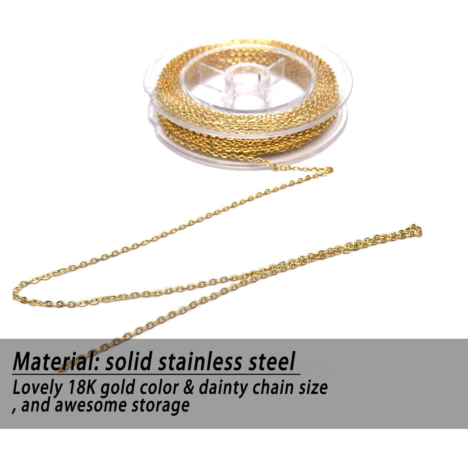 Cadena de Collar de Acero Inoxidable Baño Oro 18K 9.14m