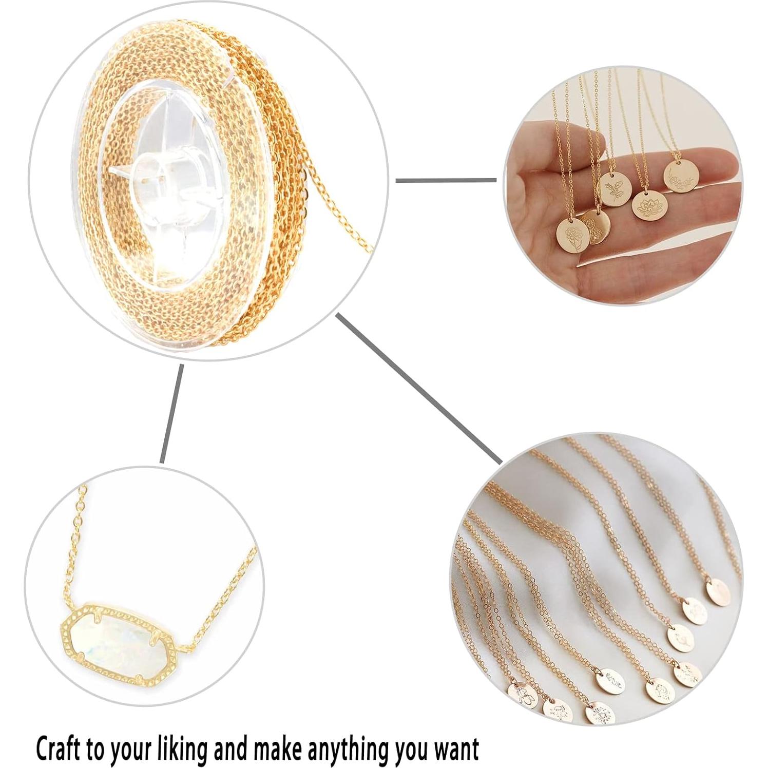 Cadena de Collar de Acero Inoxidable Baño Oro 18K 9.14m