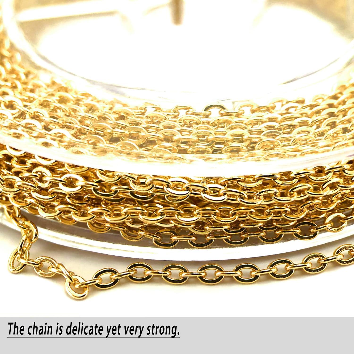 Cadena de Collar de Acero Inoxidable Baño Oro 18K 9.14m