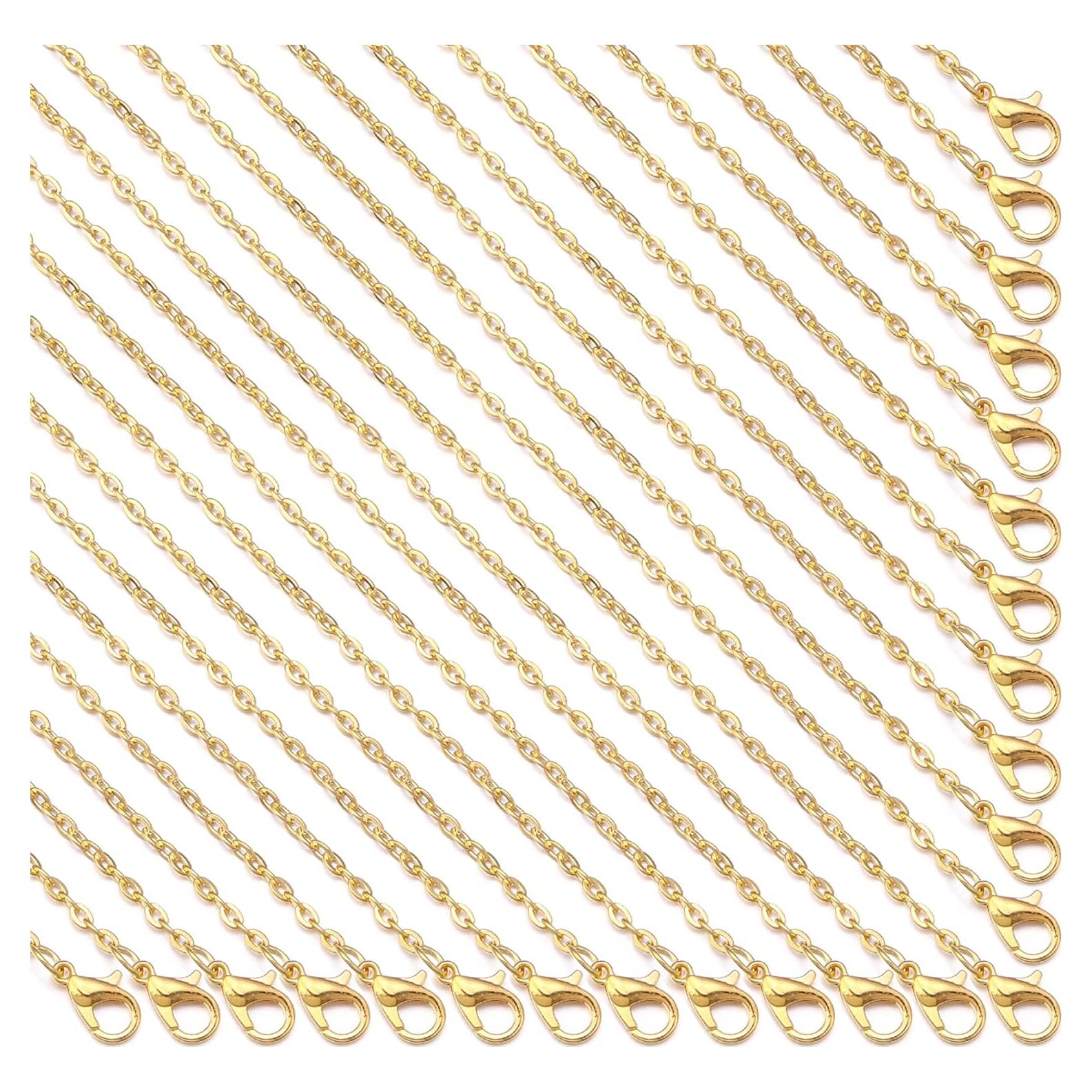Cadenas de Collar Forise 24pcs 2mm Baño de Oro 45cm