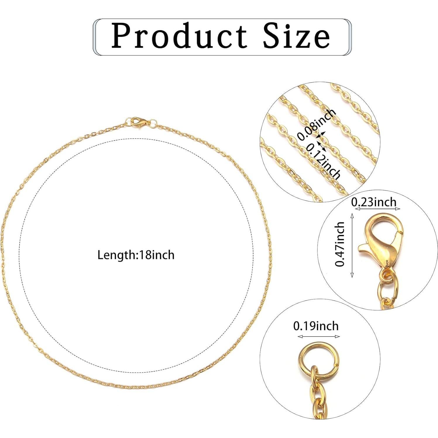 Cadenas de Collar Forise 24pcs 2mm Baño de Oro 45cm