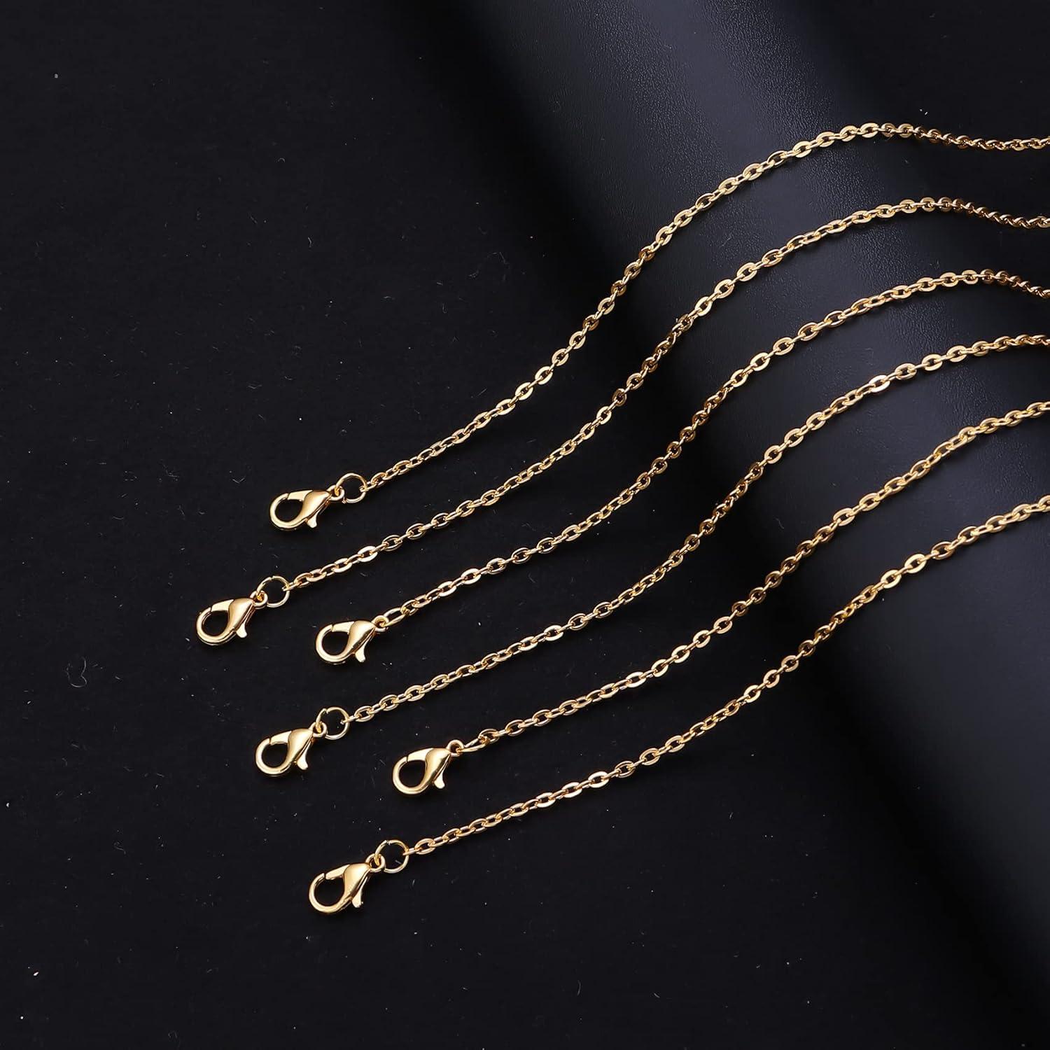 Cadenas de Collar Forise 24pcs 2mm Baño de Oro 45cm