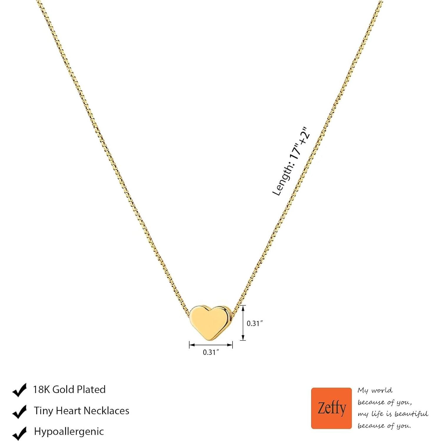 Collar Dainty Corazón Dorado 14K para Mujeres - Joyería Elegante