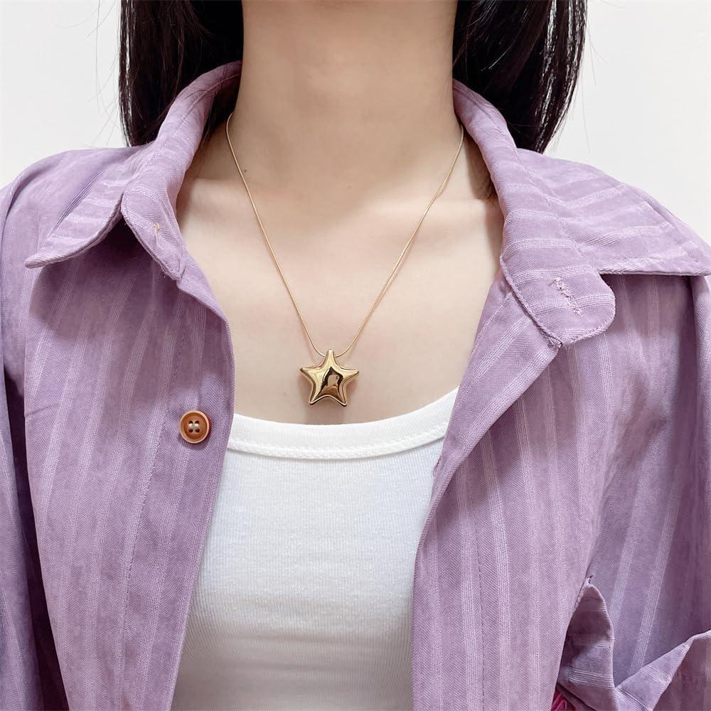 Collar Choker Estrella Minimalista Acero Inoxidable 18k Dorado