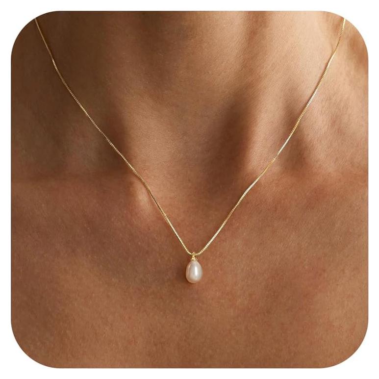 Collar de Perlas de Oro 14K para Mujeres 43.5 cm Elegante