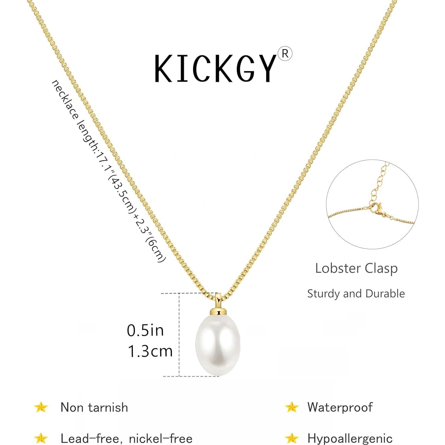 Collar de Perlas de Oro 14K para Mujeres 43.5 cm Elegante