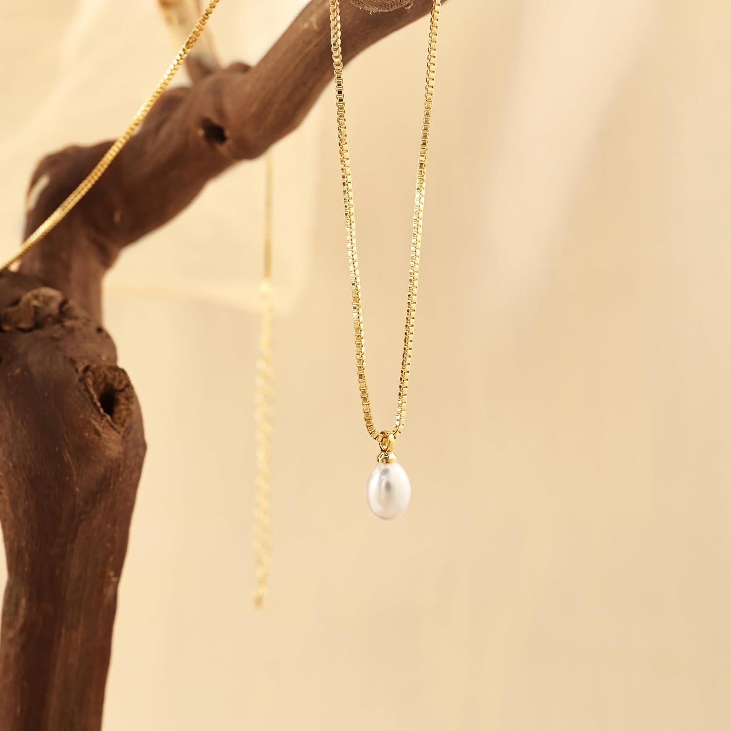 Collar de Perlas de Oro 14K para Mujeres 43.5 cm Elegante