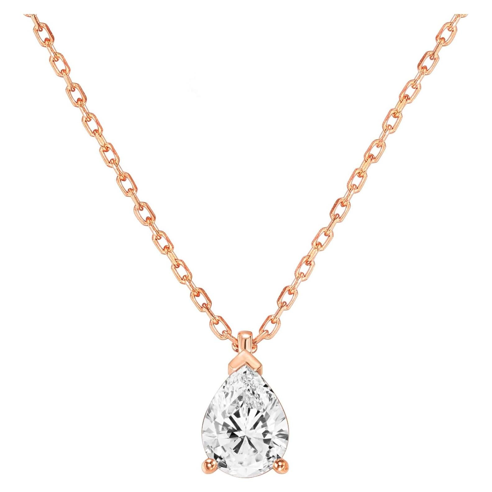 Collar de Colgante Pera PAVOI en Oro Rosa con Circonitas 40.64 cm