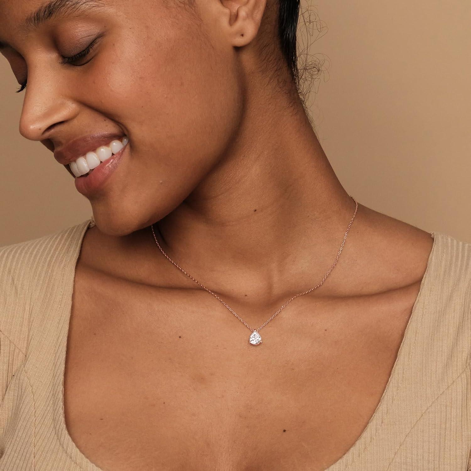 Collar de Colgante Pera PAVOI en Oro Rosa con Circonitas 40.64 cm