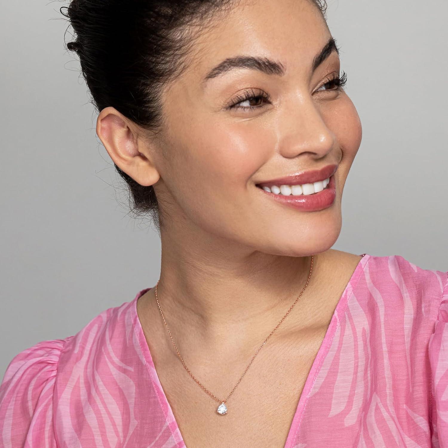 Collar de Colgante Pera PAVOI en Oro Rosa con Circonitas 40.64 cm