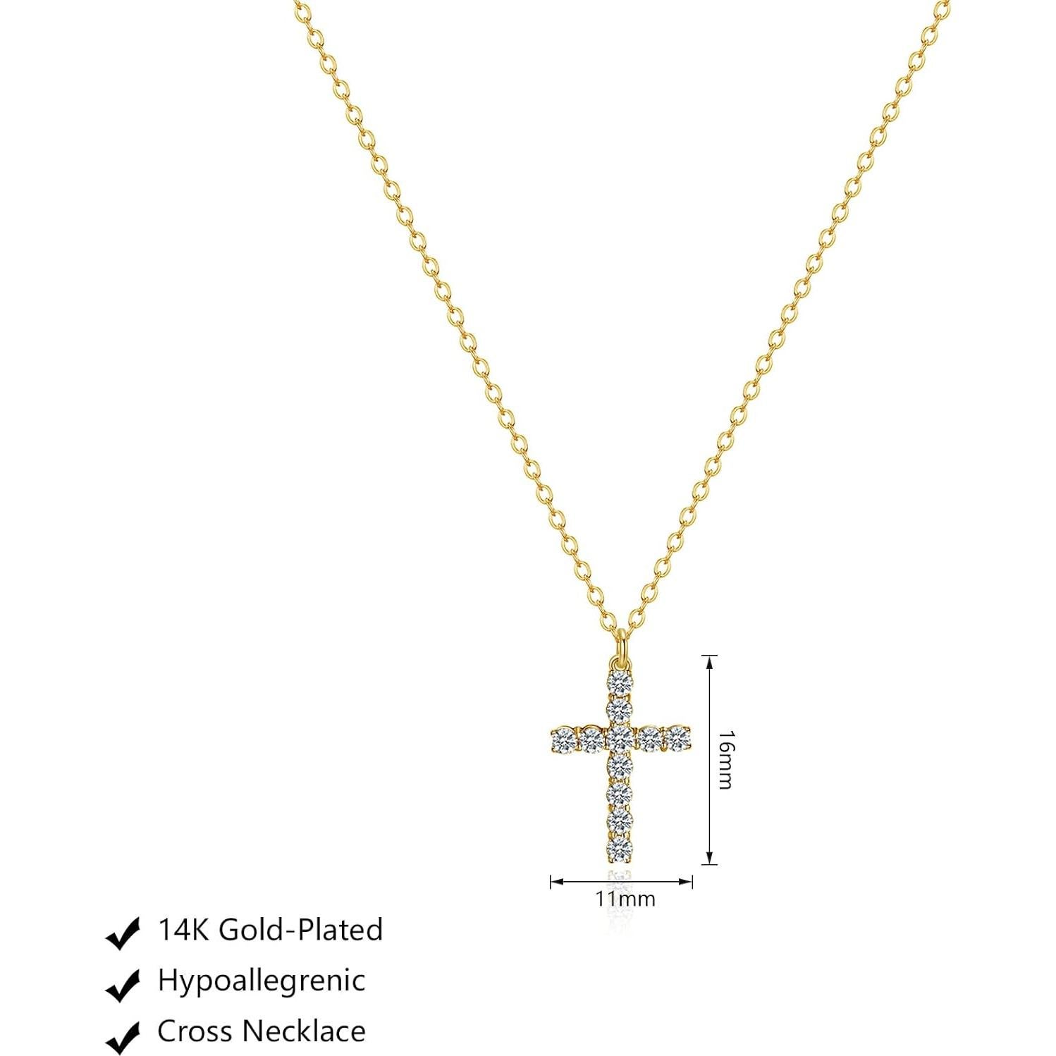 Collar de Cruz de Oro 18K para Mujeres - Joyería de Fe