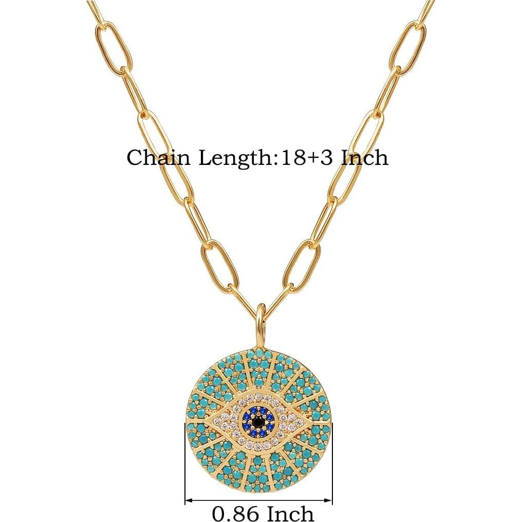 Collar Ojo Maligno Baño de Oro 14K OBIDOS 45.72 cm