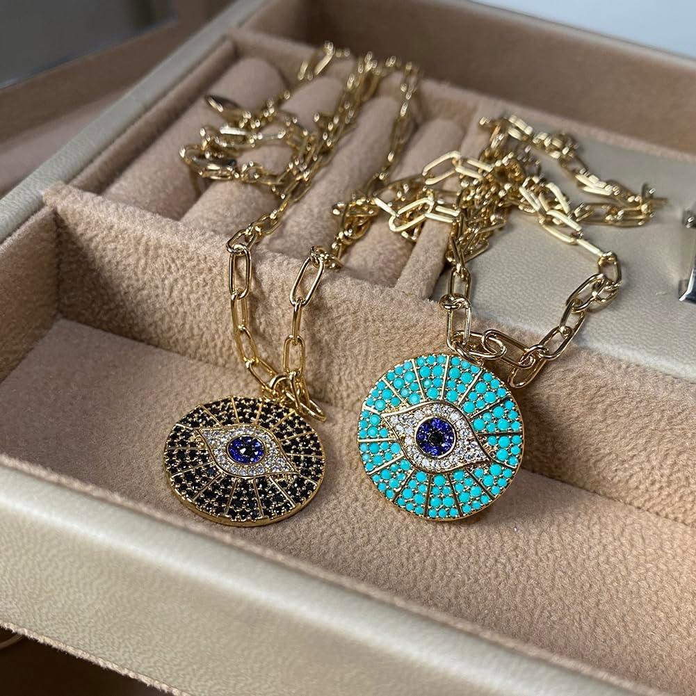 Collar Ojo Maligno Baño de Oro 14K OBIDOS 45.72 cm