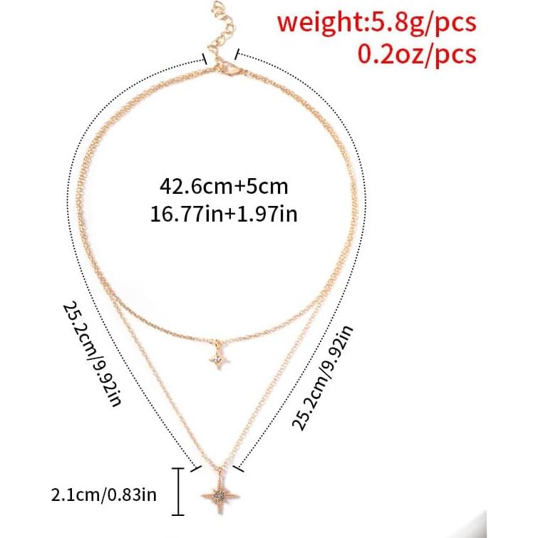 Collar de trébol de cuatro hojas HUGLINK dorado 14K con circonitas