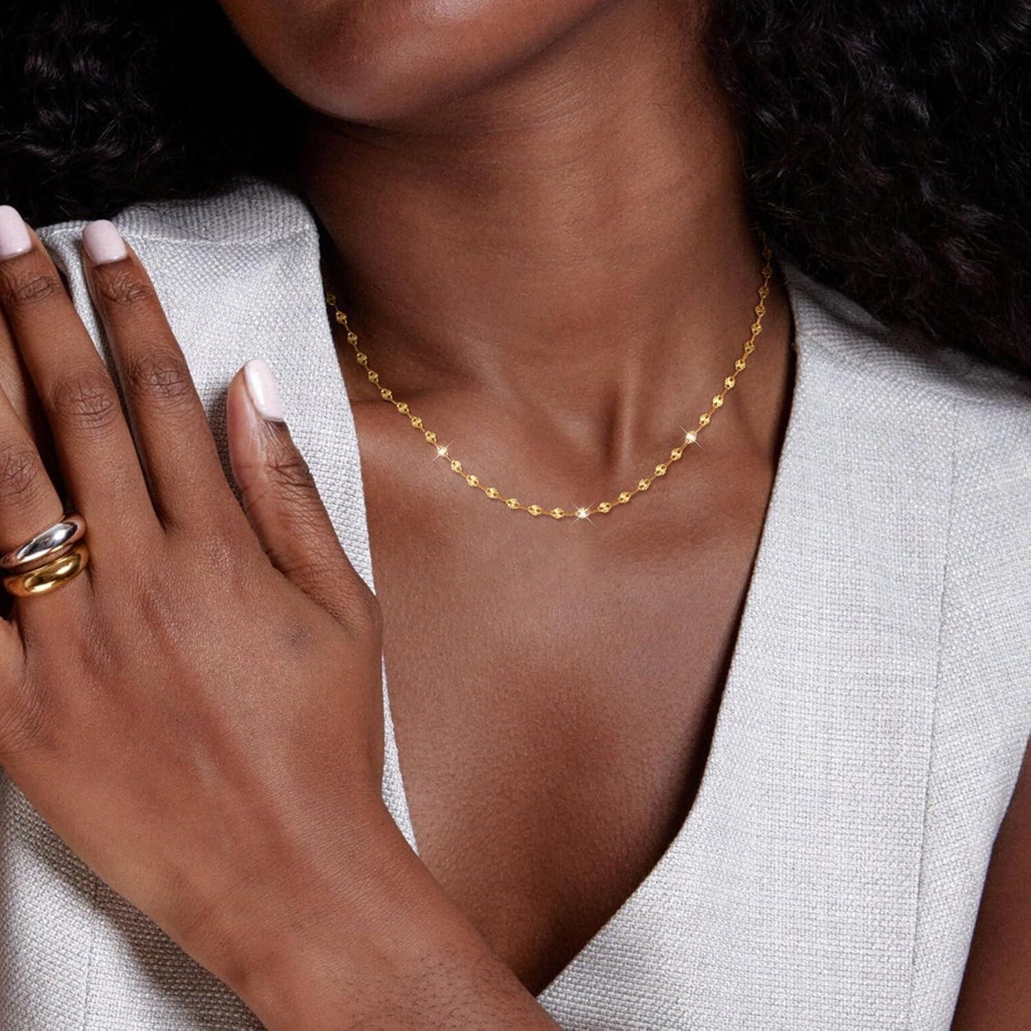 Collar de cadena de plata esterlina 925 Carffordo 40.64 cm oro 16K