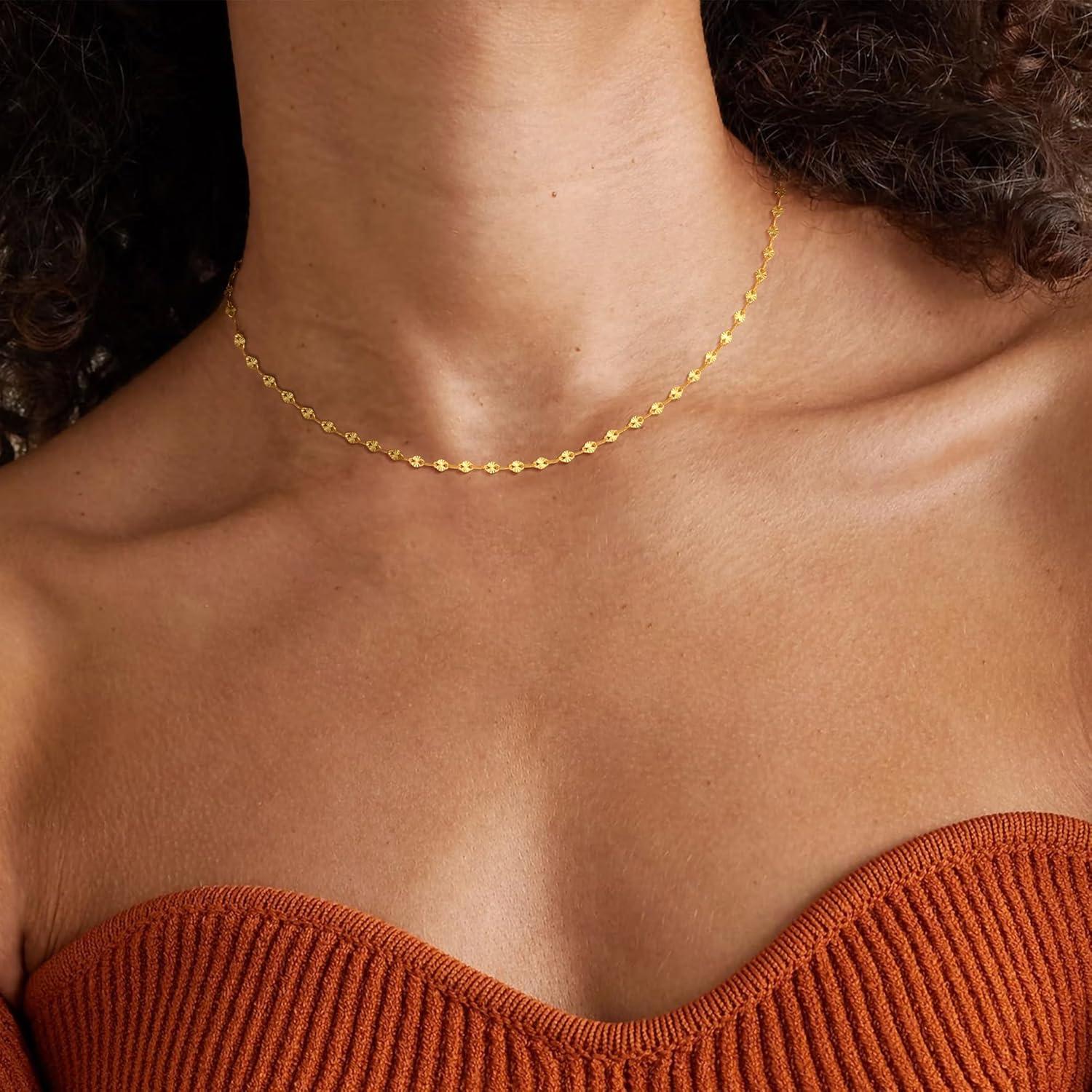 Collar de cadena de plata esterlina 925 Carffordo 40.64 cm oro 16K