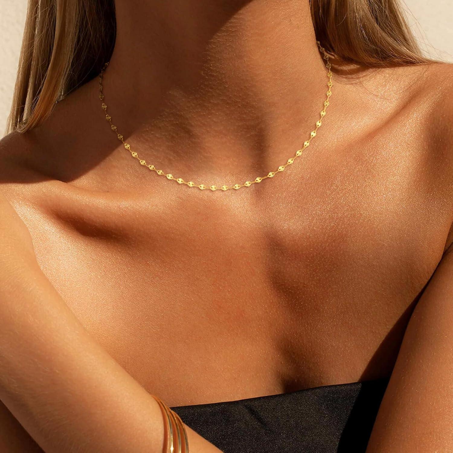 Collar de cadena de plata esterlina 925 Carffordo 40.64 cm oro 16K