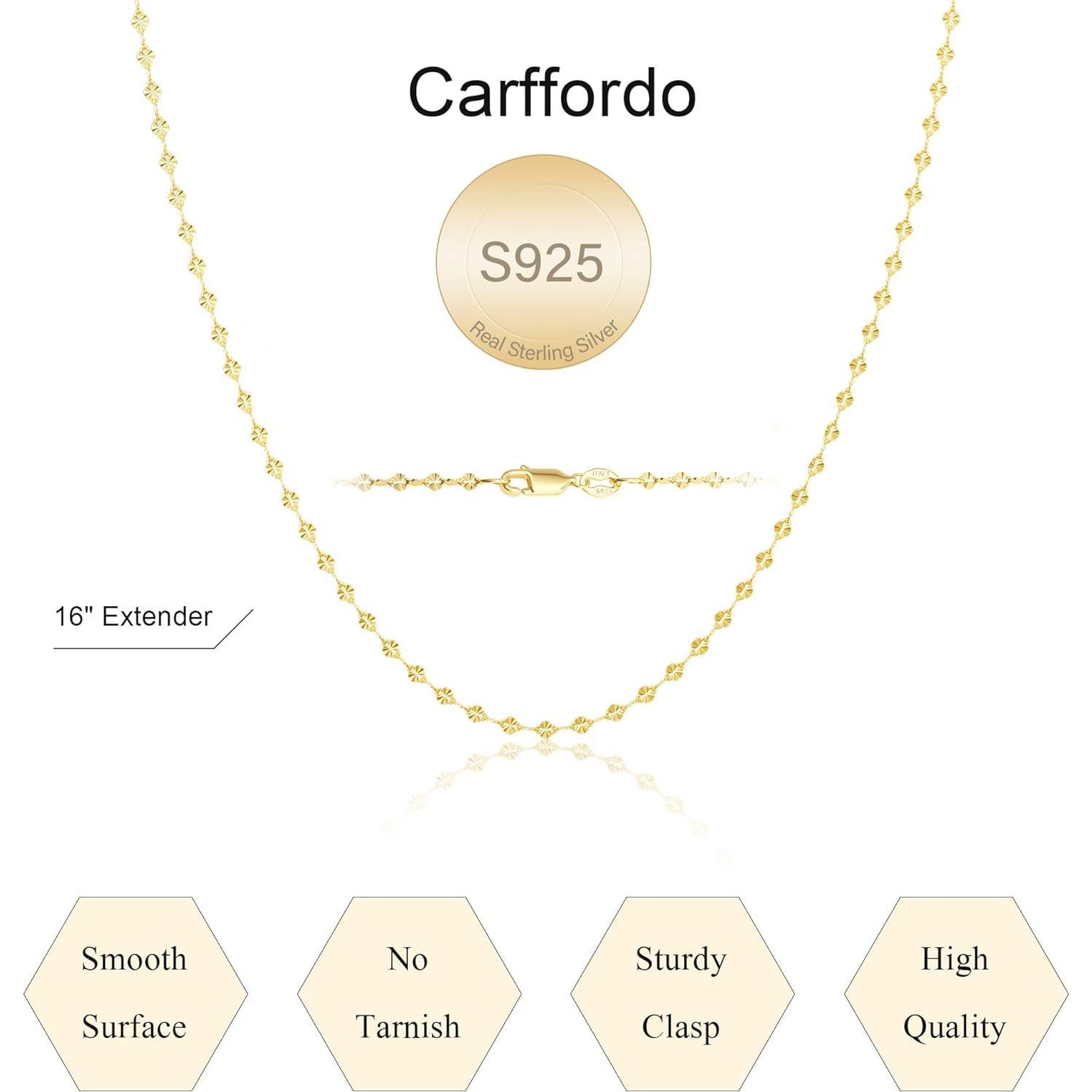 Collar de cadena de plata esterlina 925 Carffordo 40.64 cm oro 16K